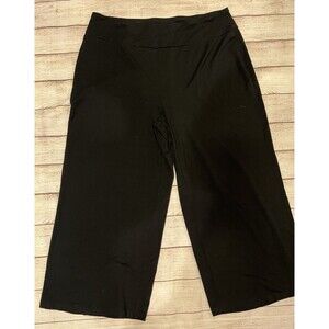 Coldwater Creek Pants Womens Pull On Knit Cropped Wide Leg Black Size XL